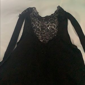 Black lace blouse lace goes up to neck super sexy